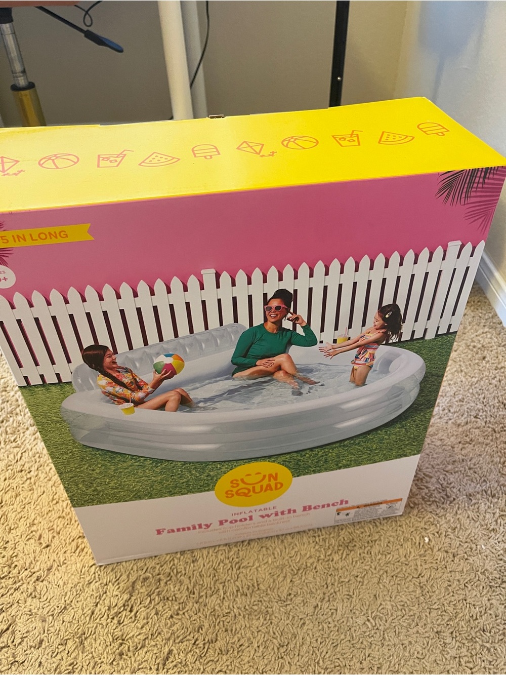 Sun Squad Inflatable White Family Pool with Bench - Picture 4 of 6
